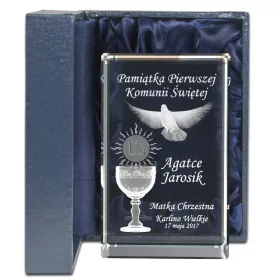 Stakleni suvenir Prve Pričesti 3D Kristal