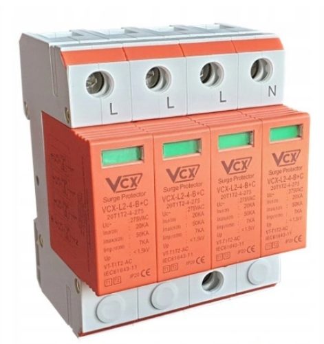 Ograničnik prenapona 3-fazni B+C T1 T2 4P 30-60 kA 385V - Ochrona električne opreme