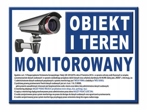 GDPR TABLICA NADZORA OBJEKTA