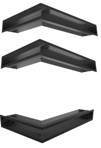 Luft Ventilacijska Rešetka za Kamin 600x400x60 mm Kutna Lijeva Crna