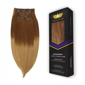   Naravni srednje smeđi pramenovi Star My Hair kopča od 55 cm