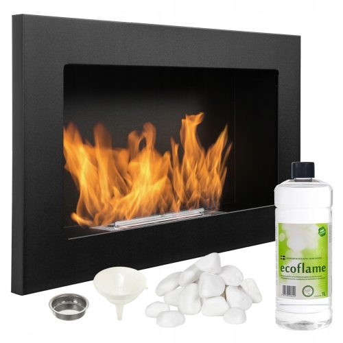 Bio-kamin Nice-House za zid, crni mat, 65x40cm, TüV certifikat