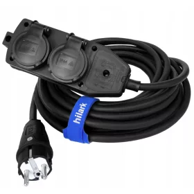  Produžni kabel Hilark, vrtni, 5 m, 4 utičnice, crni
