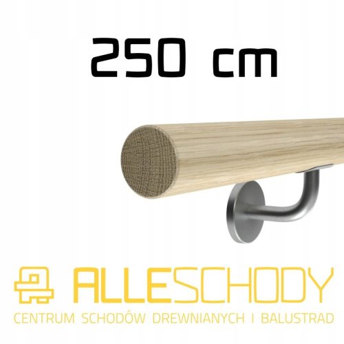 Drvena zidna ograda od hrastovine promjera 42 mm, 250 cm, lakirana