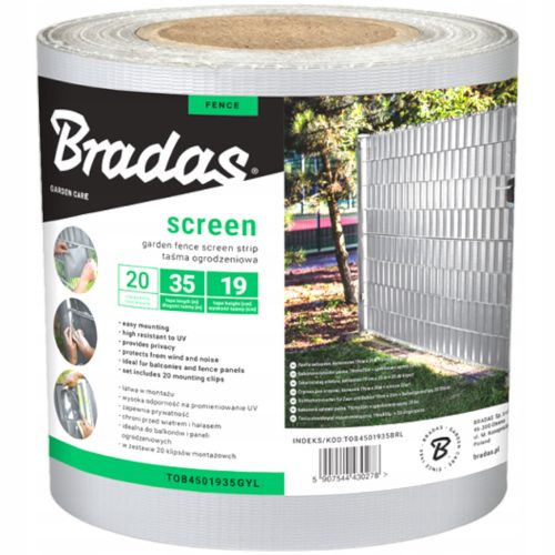  Linarem SiatkiSieci traka za ogradu 19 cm x 35 m svijetlo siva 450g/m2