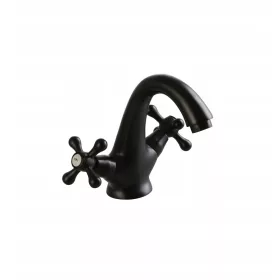 Luccio Retro Black samostojeća slavina za umivaonik, crna