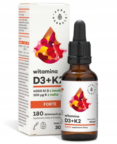 Suplement dijeta Aura Herbals - Vitamin D3 (4000IU) + K2MK7 FORTE u kapima (30ml)