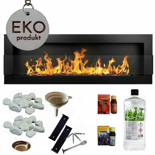 Viseći biokamin ARCHIkart 1200x400 CRNI MAT SA STAKLOM - EKO-FRIENDLY