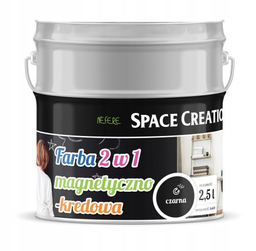 Space Creation Magnetna akrilna boja za zidnu ploču 2,5 l, crna polumat