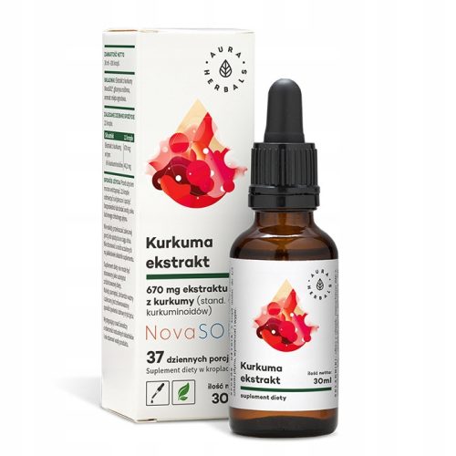 Kurkuma Ekstrakt s Kurkuminom Aura Herbals - 30ml, 830 Kropli