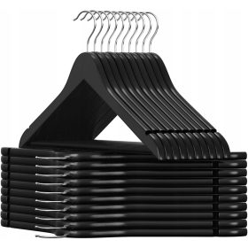   Crna Drvena Vješalica za Odjeću 'Rondo' | Drevene Vješalice 30kom.