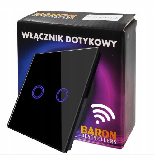 WIFI dvostruki prekidač na dodir, ugradbeni, crni