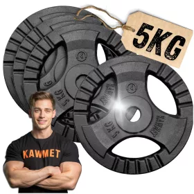   Set utega od lijevanog željeza 20 kg za fitness s 4x5 kg pločama i ručkom gym KAWMET 30 mm