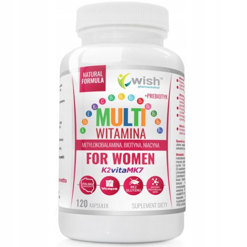 Multivitamini za žene s vitaminima A, D3, E, K2 vitaMK7, C, B-kompleksom i prebiotikom - 120 kapsula