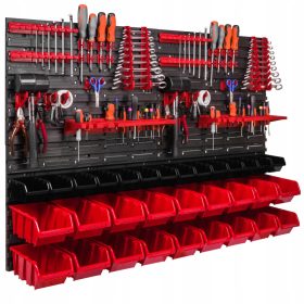   Tablica alata za radionicu dimenzija 115x78 cm, zidna montaža, 32 ladice, kukice, držači