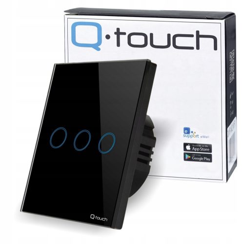 Q-Touch Trostruki LED Stakleni Prekidač za Svjetlo