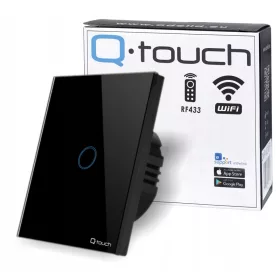   WiFi Touch Prekidač s Jednim Dodirom, Ugradbeni, Daljinski Upravljan Qtouch Crni QBP.W1.WIFI-TOUCH