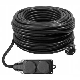   Trakasti produžni kabel, vrtni, jednostruki Adelid 10 m, 2 utičnice, crni