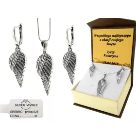 Srebrni komplet nakita s Swarovski kristalima i gravurom