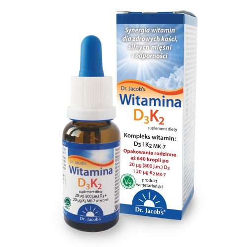 Witamina D3K2 MK-7 dr. Jacob's - Suplement w Kroplach dla Wegetarian
