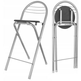   Crni Sklopivi Hoker Stolac za Kuhinju, Visok, Elegantan i Praktičan