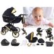 Lux Wózek Dziecięcy 4w1 Złoto UCZIO Multifunkcionalni Set 3u1 + Baza Isofix