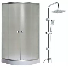   Invena Vitoria tuš kabina dvostruka klizna vrata 90 x 90 cm + Kuchinox Hiro nadgradni tuš set