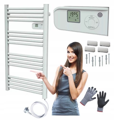 Električni grijač za kupaonicu s termostatom 500W LCD programator bijeli