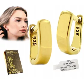   Elegantne Srebrne Naušnice 925 Pozlaćene Engleske Svinje + Gratis