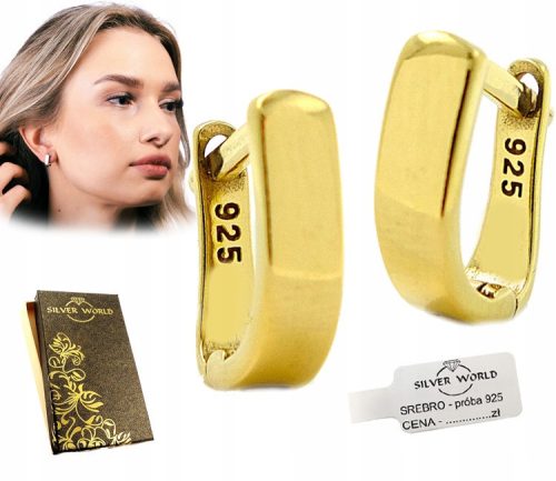Elegantne Srebrne Naušnice 925 Pozlaćene Engleske Svinje + Gratis