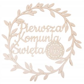 Okrugli vijenac za Prvu pričest s natpisom IHS