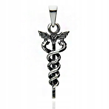 GEMMA TALISMAN ZMIJA AESCULAPE CADUCEUS SREBRO 925