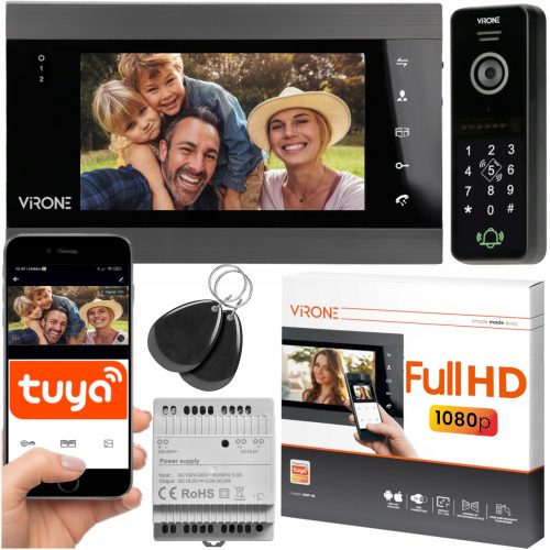 VIDEO INTERFON WIFI VIRONE VDP-61FHDZD/B + GATE + BRAMA + APLIKACIJA TUYA
