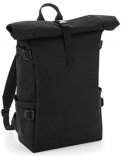 Crni Ruksak s Roll-Top Preklopom, Pogodan za Laptop do 17"