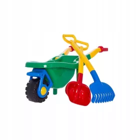   Set za vrt za djecu s velikom taczkom, lopatom i grabljama, 4 boje