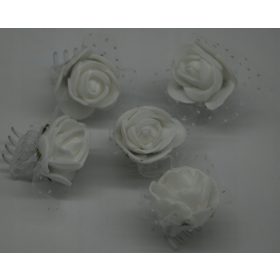 Bijela cvjetna kopča za kosu komunija S28