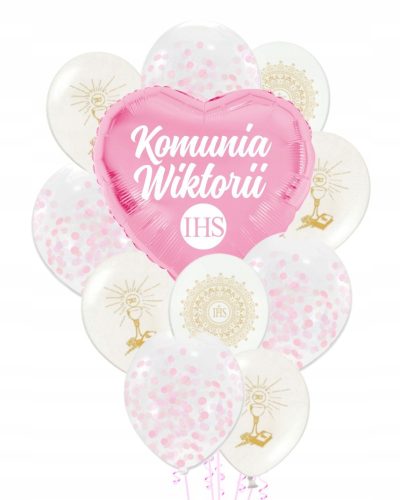 Baloni komplet roza PRVA PRIČEST + IME personalizirano