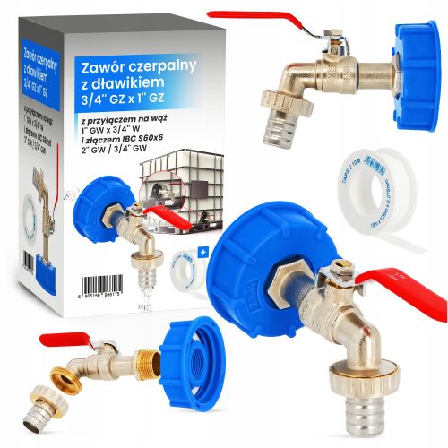 TRCR SE080502008 Drenažni Ventil za IBC Spremnik 1000l 1x3/4 Priključak za Crijevo