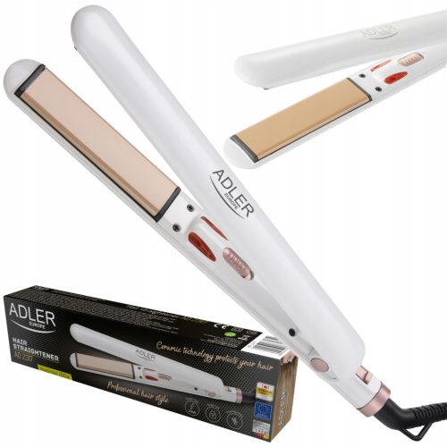 Elegant Lightweight Ceramic Hair Straightener with Fast Heating 25x90mm ⭐ Beautiful and lightweight ceramic hair straightener ⭐This Adler hair straightener is