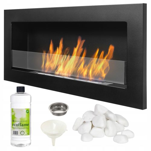 Biokamin Nice-House s crnom mat bojom, staklom i dimenzijama 90x40 cm