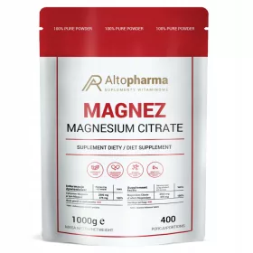   AltoPharma® Magnez u Prahu, 100% Čisti Citrat Magnezija, 1000g/400 Porcija