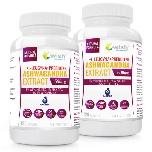 Ashwagandha Extract 500mg + L-leucina + Prebiotik - WISH Pharmaceutical