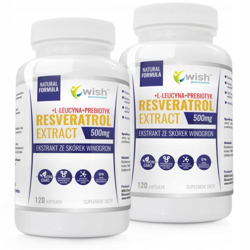 Resveratrol Extract 500mg s L-leucinom - Wish Pharmaceutical, 240 kapsula