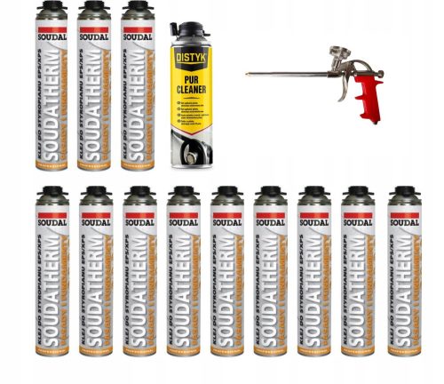 Pakiranje Soudal Soudatherm za ljepilo za stiropor 12× 750 ml + čistač + pištolj
