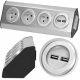 Virone radna utičnica s 3x 230V + 2x USB, inox