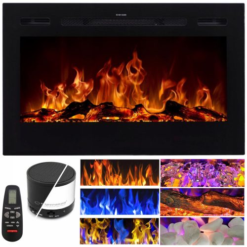 Električni zidni kamin s funkcijom grijanja Aflamo Majestic 36 LED, crni, 1500 W