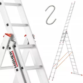 Više ljestve 9,5 m aluminijske 3 x 12 do 150 kg