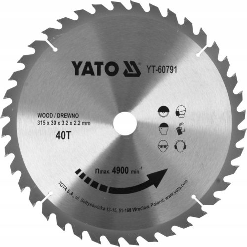TARCZA ZA REZANJE DRVA WIDI 315X30 MM 40 ZUBA YATO
