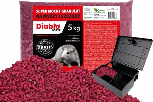 Dijablo Forte Trutka za Miševe i Štakore 5kg Dijablo Forte je izuzetno efikasna trutka za miševe i štakore koja deluje veoma brzo nakon što je konzumirana. Ova 