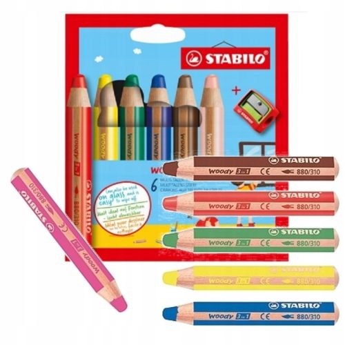 Stabilo Woody kreda bojice 3 u 1 6 komada + šiljilo